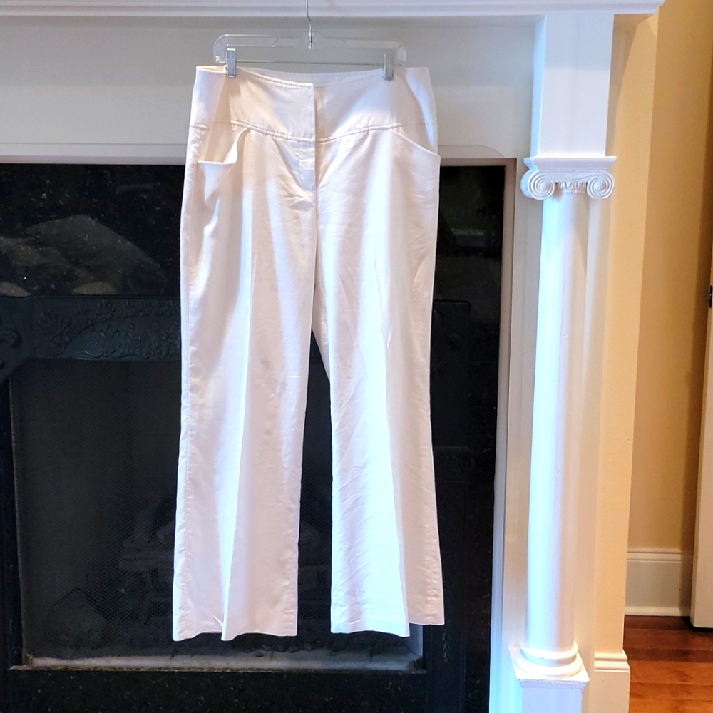 Antonio Melani white linen wide leg pants